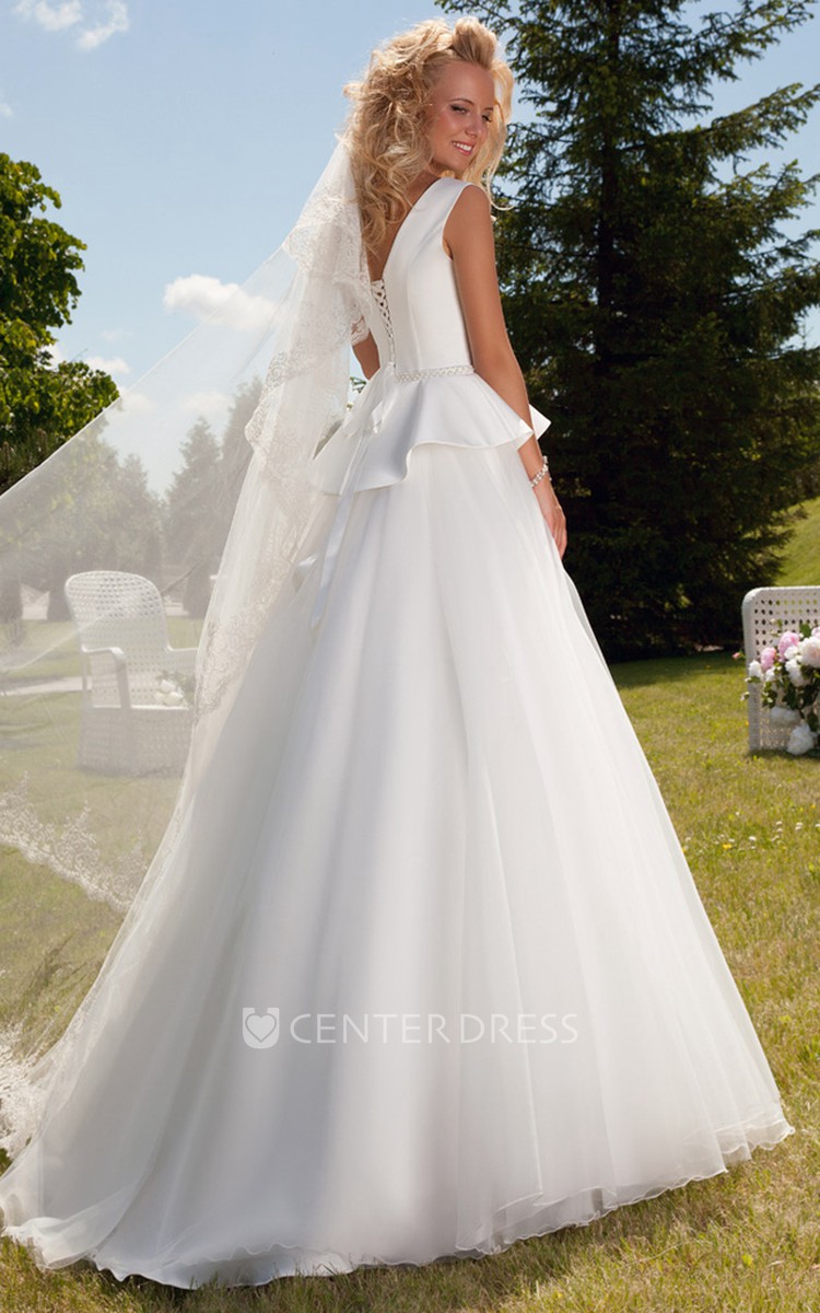 Wedding dress shop with peplum waist