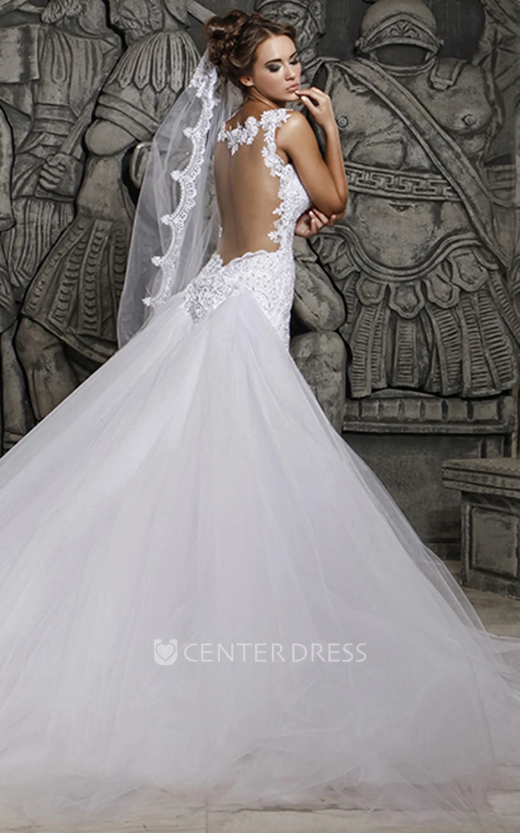 Magnificent Tulle Lace Mermaid Wedding Dress with Wedding Veil