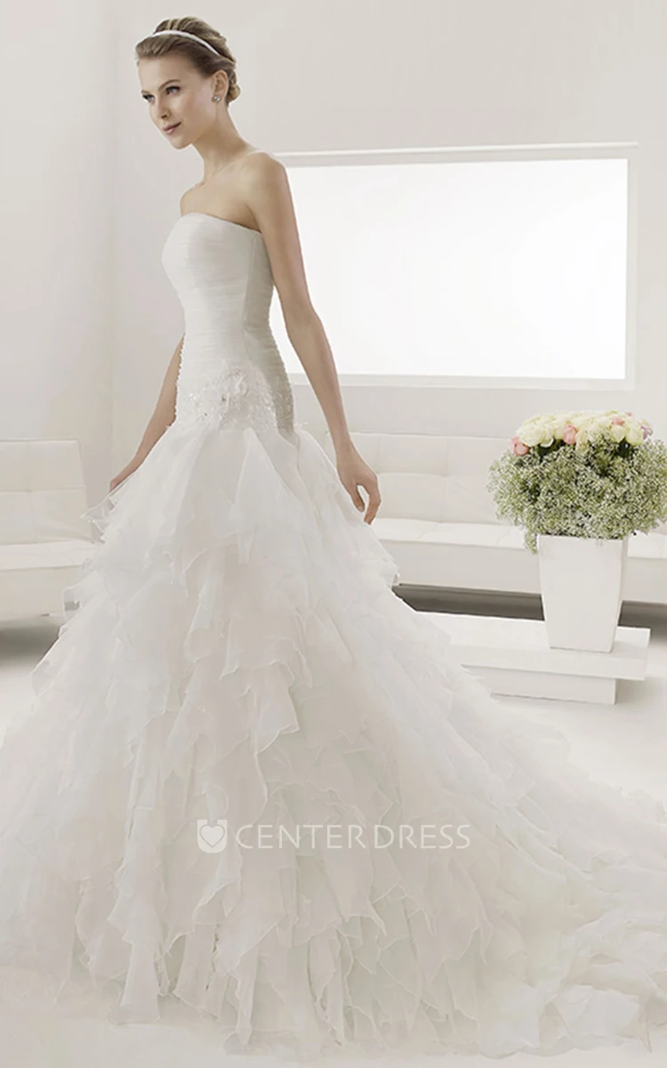 Strapless Ball Gown Wedding Dress With Rouched Bodice