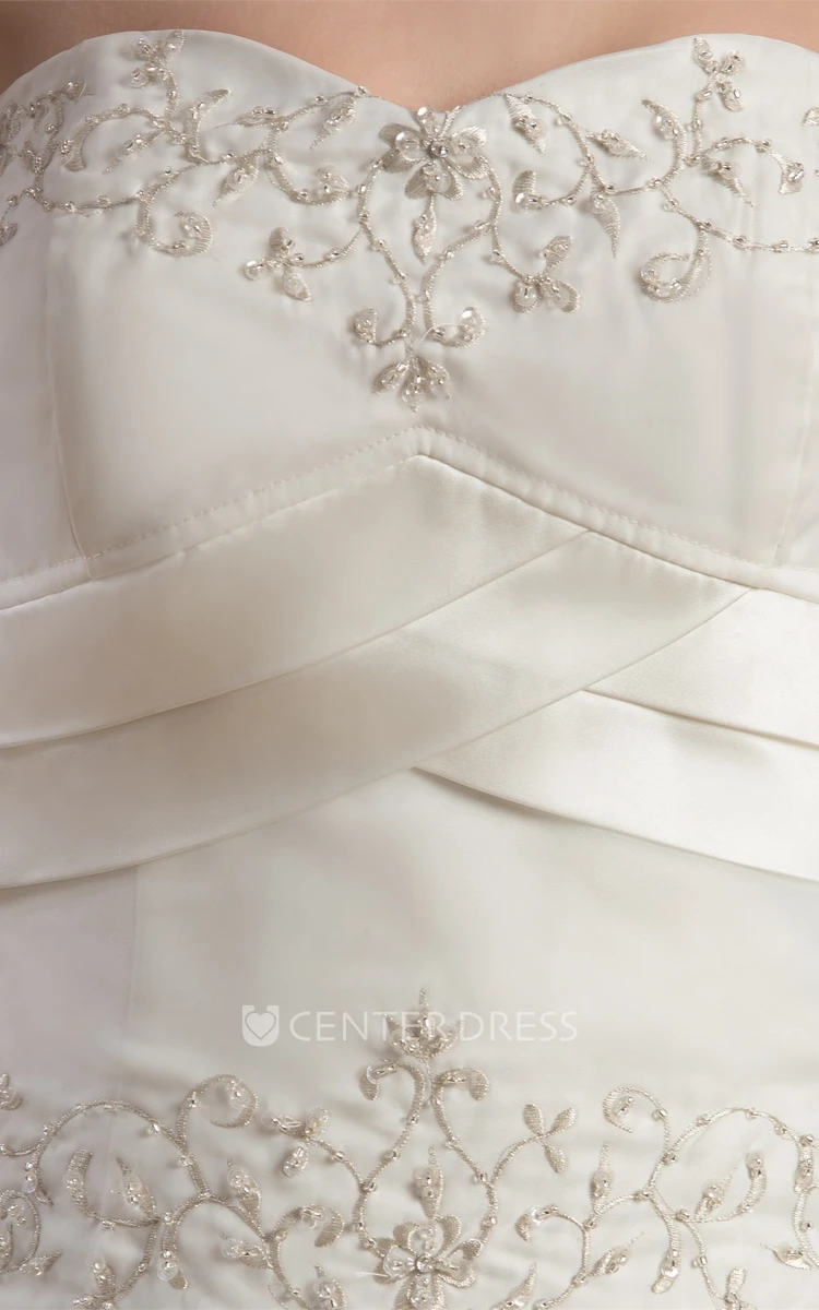 Sweetheart A-Line Embroidered Organza Wedding Gown with Beading