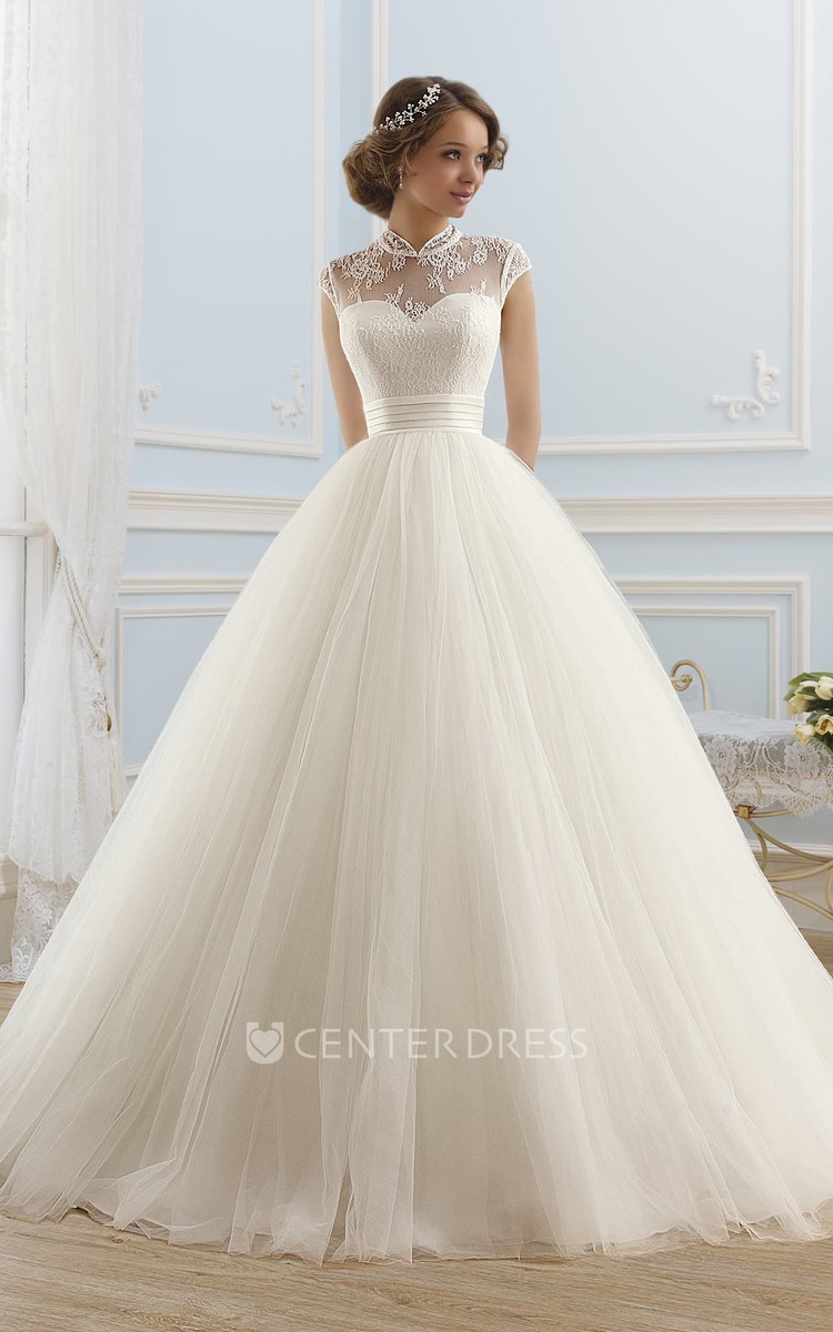 Illusion discount ball gown