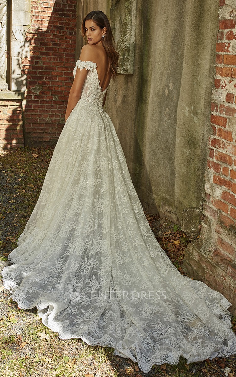 Open shoulder wedding sales dress