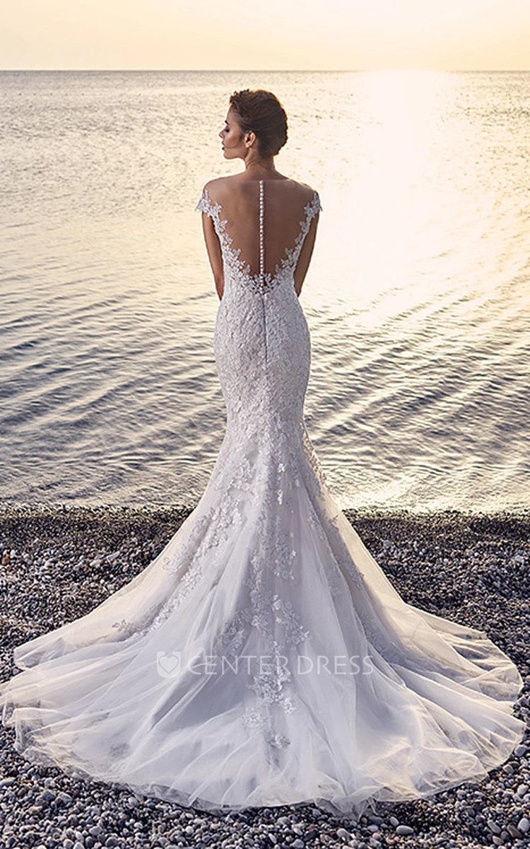 Cap Sleeve Mermaid Wedding Dress