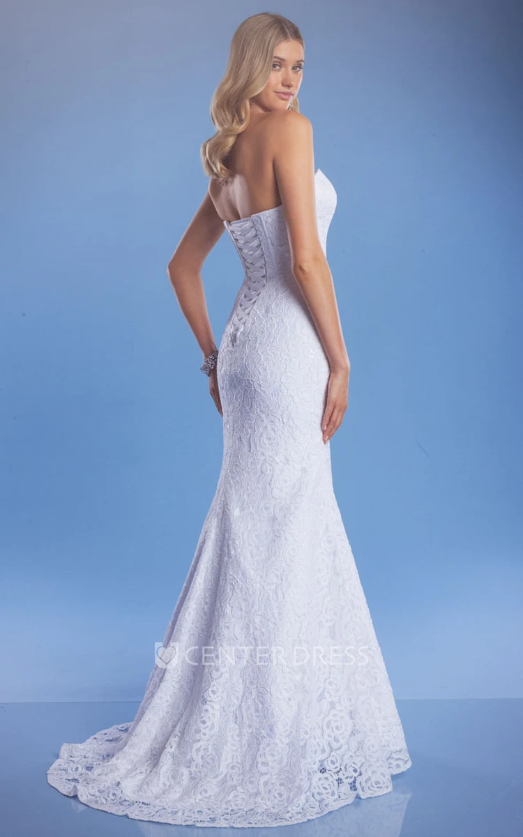 Sheath Floor-Length Sweetheart Sleeveless Lace Wedding Dress