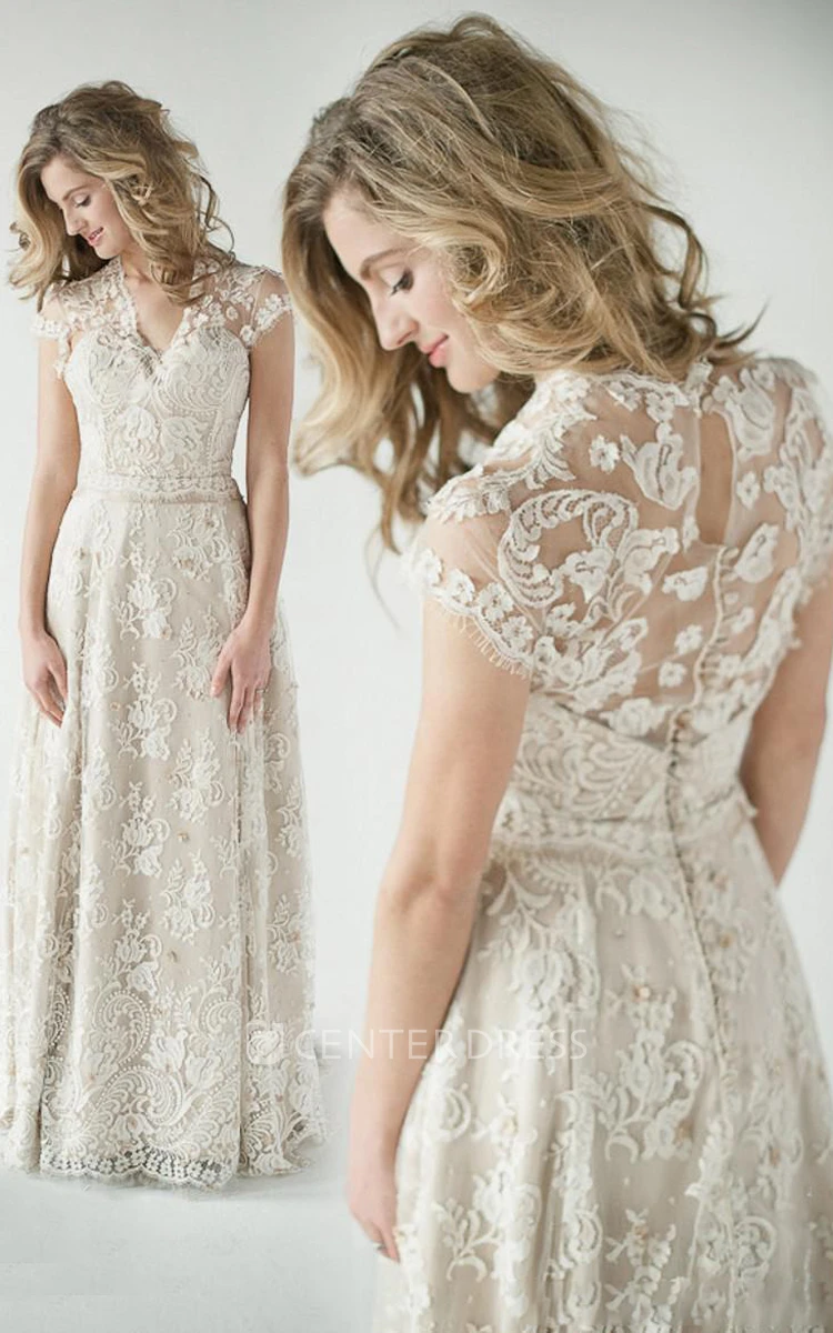 Country Vintage Lace Wedding Dress