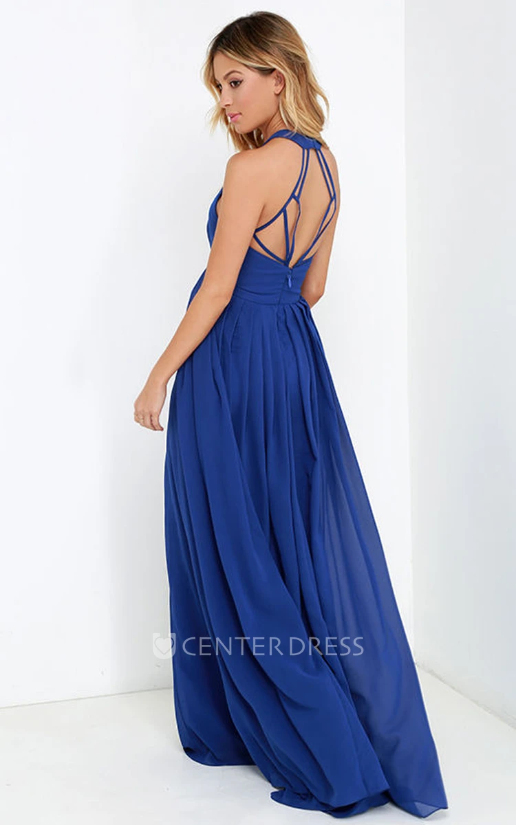 A-Line Empire Long Dress With Strappy Back