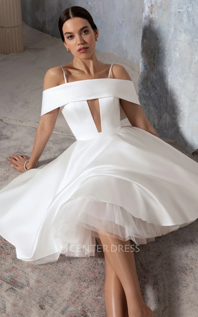 Simple A Line Satin Off-the-shoulder Wedding Dress with Ruching