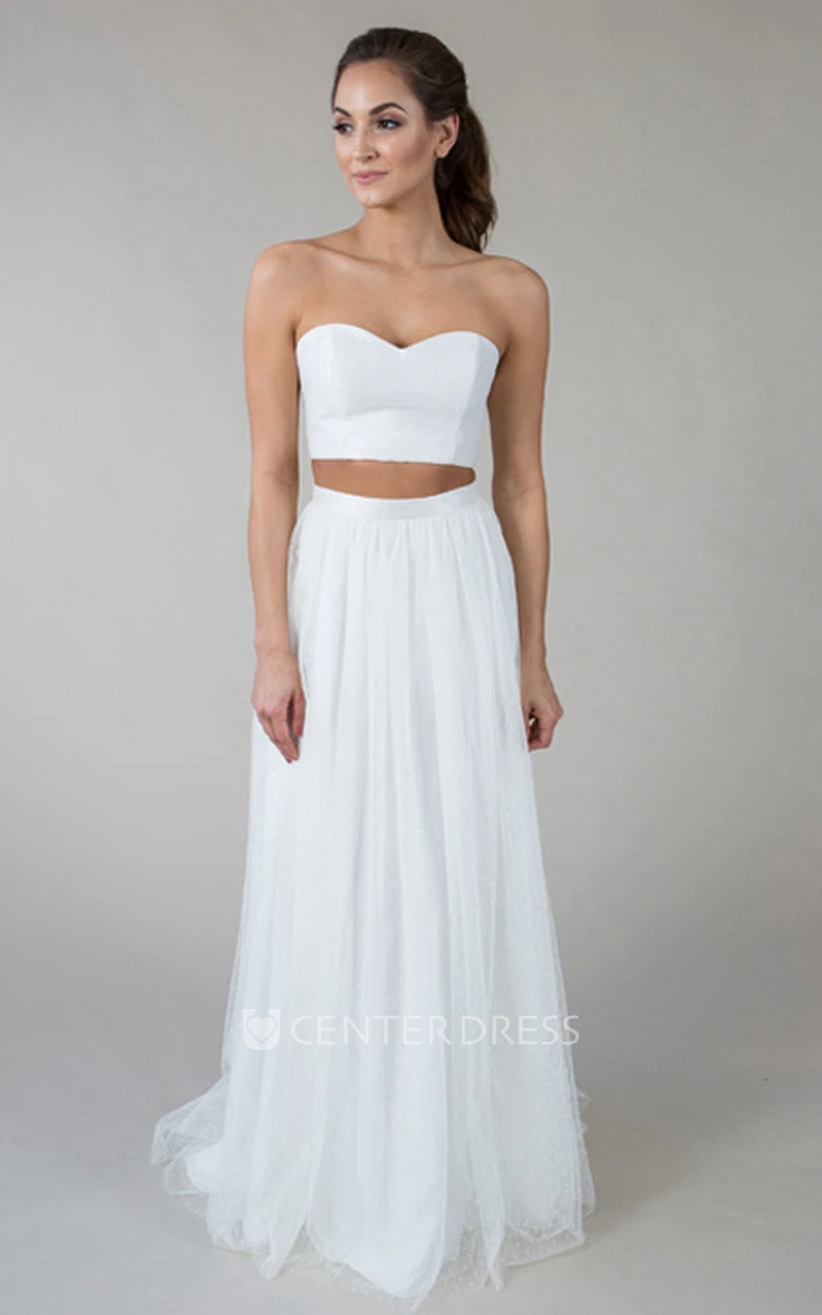 Floor-Length Sweetheart Tulle Wedding Dress With Zipper