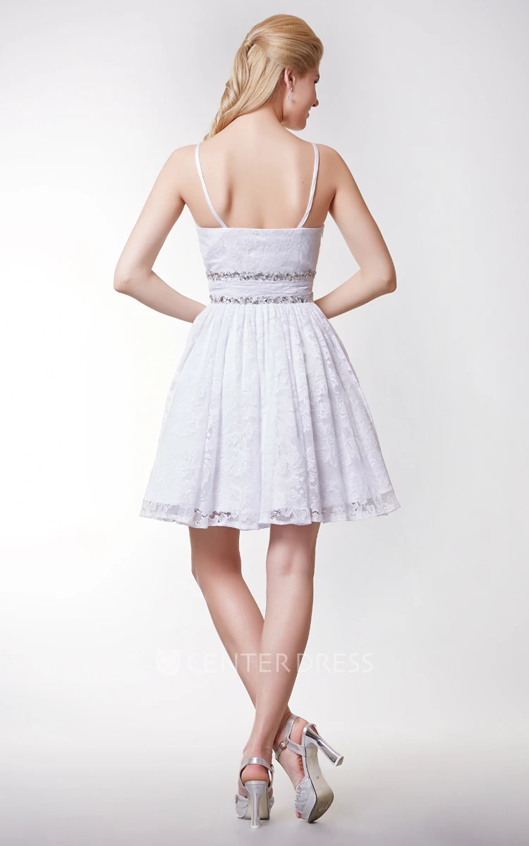 Gorgeous Sweetheart Short Lace Homecoming Dress with Beading