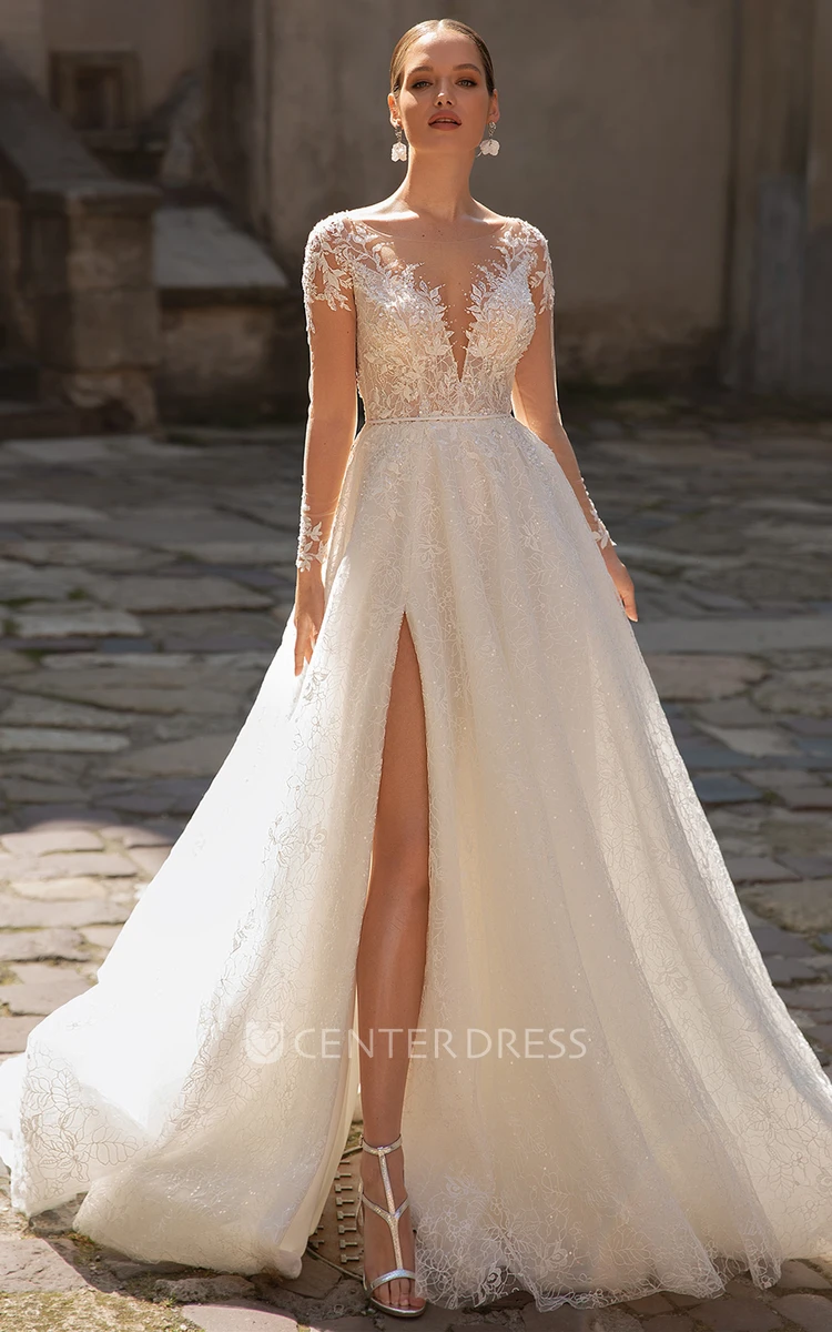 Split Front Wedding Dress