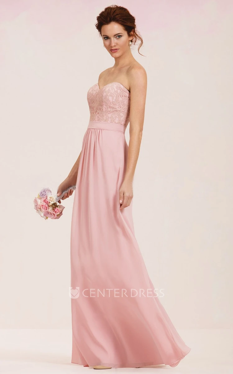 Sweetheart A-Line Long Gown With Lace Bodice
