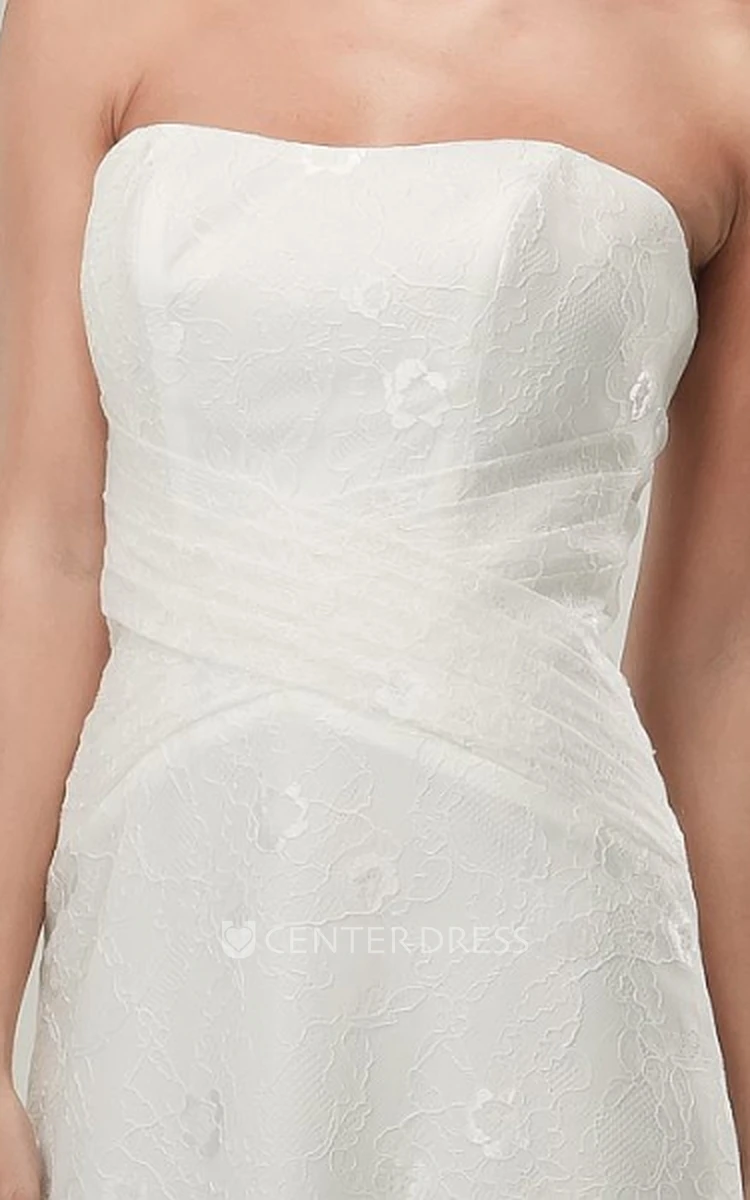 Strapless Floor-Length Sleeveless Lace Wedding Dress
