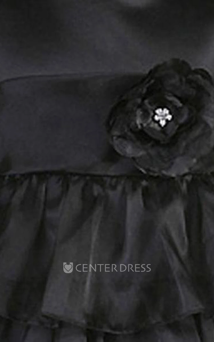 Tiered Sleeveless Organza Flower Girl Dress