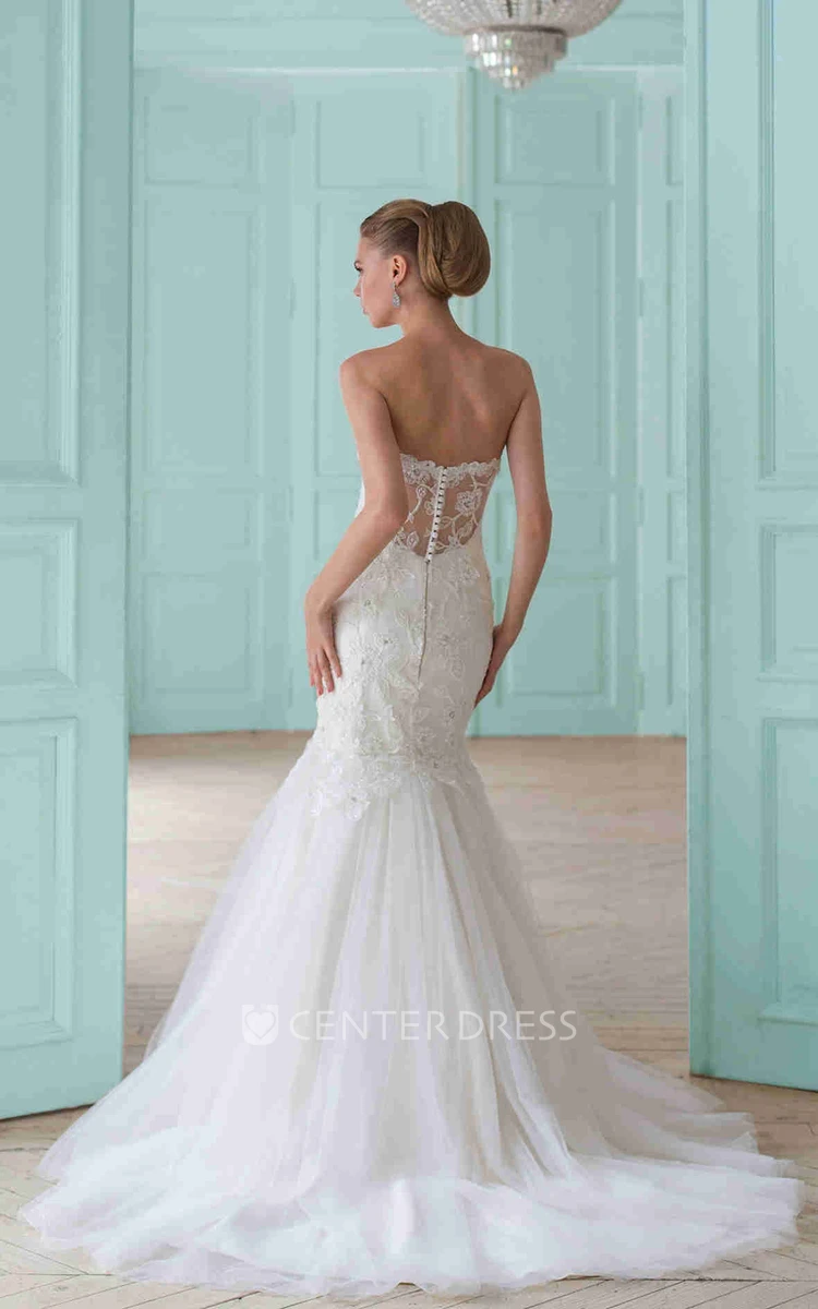Mermaid Sweetheart Tulle&Lace Wedding Dress With Illusion