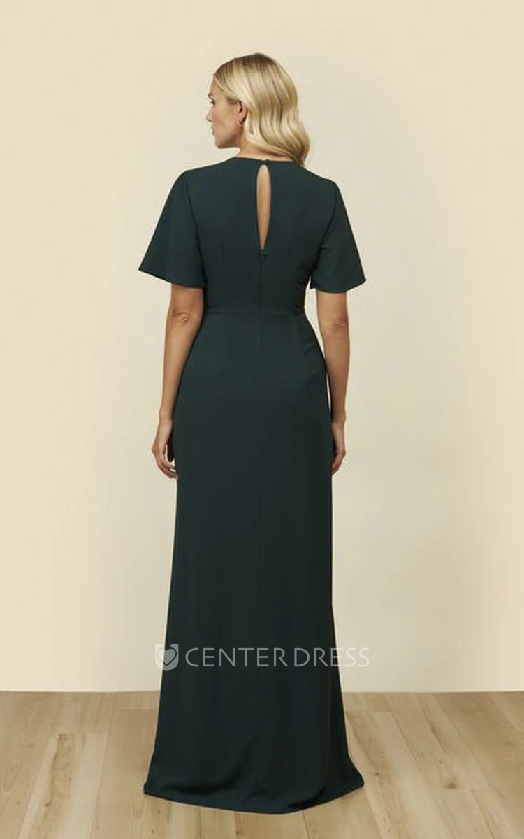 Front Split With Plunging Neckline Bell Half Sleeve With A Keyhole Back Dress
