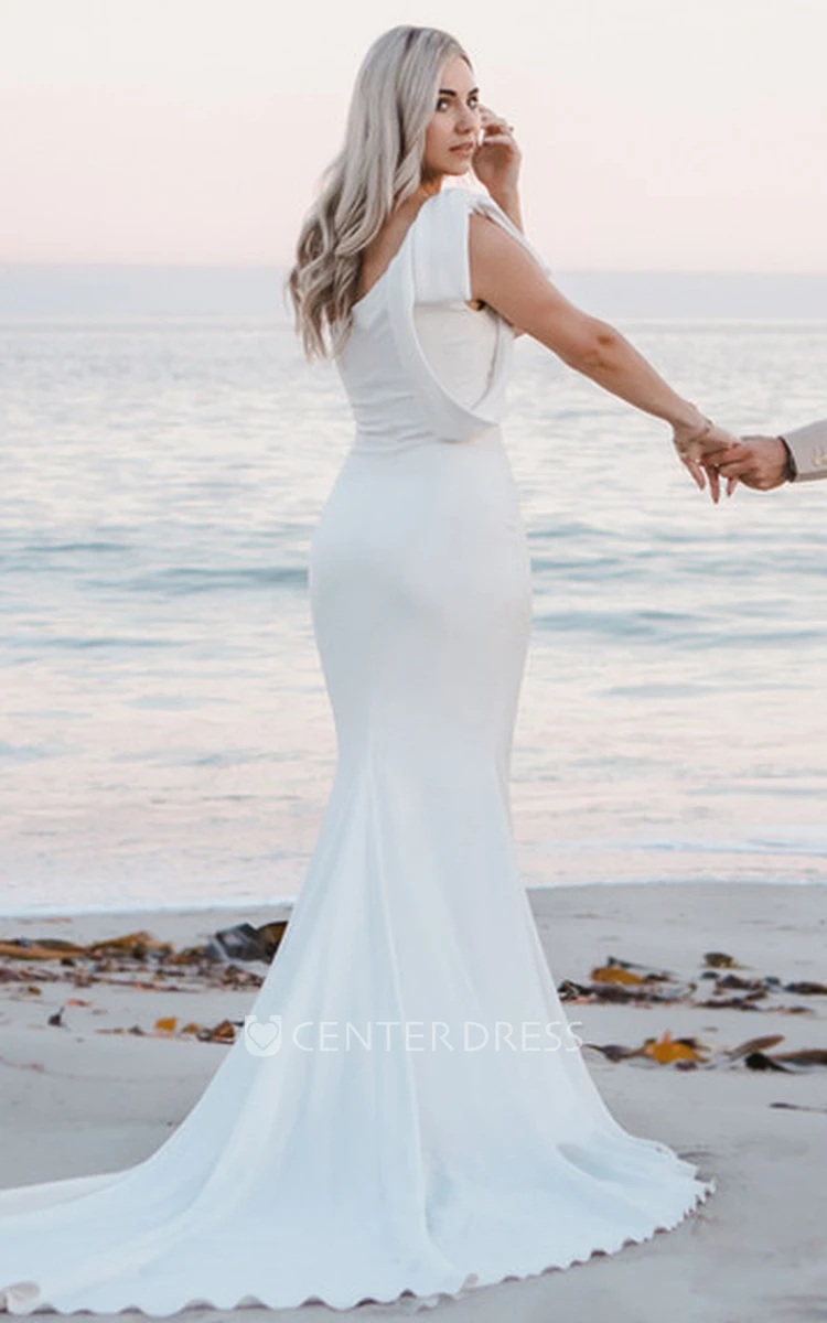 Mermaid Wedding Dress with Red Ribbon