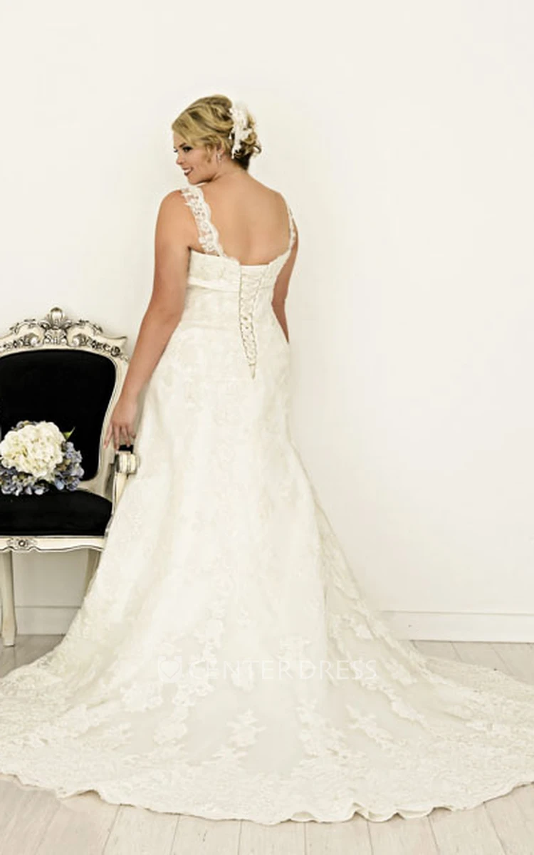 Sweetheart Lace Plus Size Wedding Dress With Lace Up
