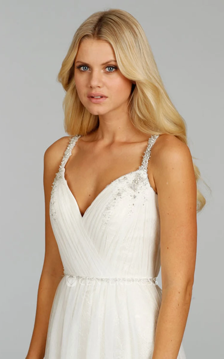 Refined Pleated Bodice Lace Dress With Keyhole Back