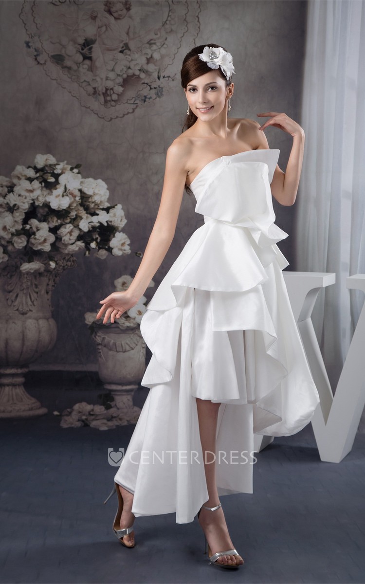 White satin hotsell high low dress