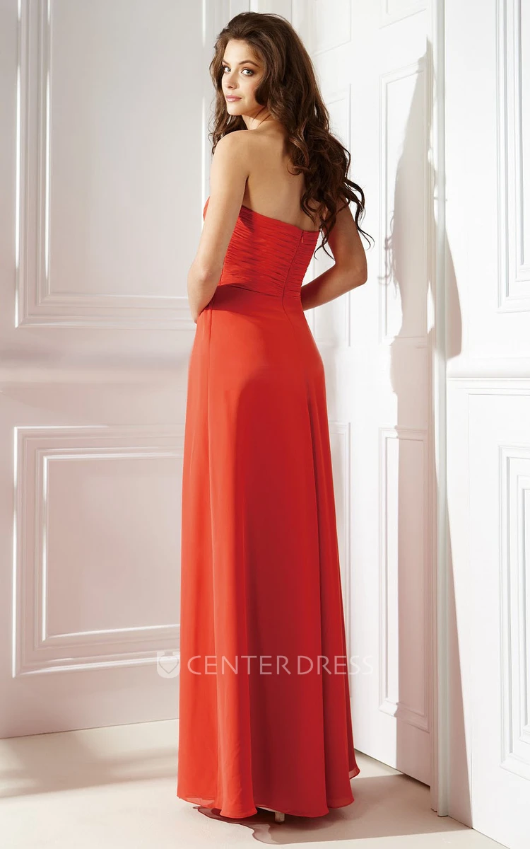 Sweetheart A-Line Long Bridesmaid Dress With Crisscross Ruches