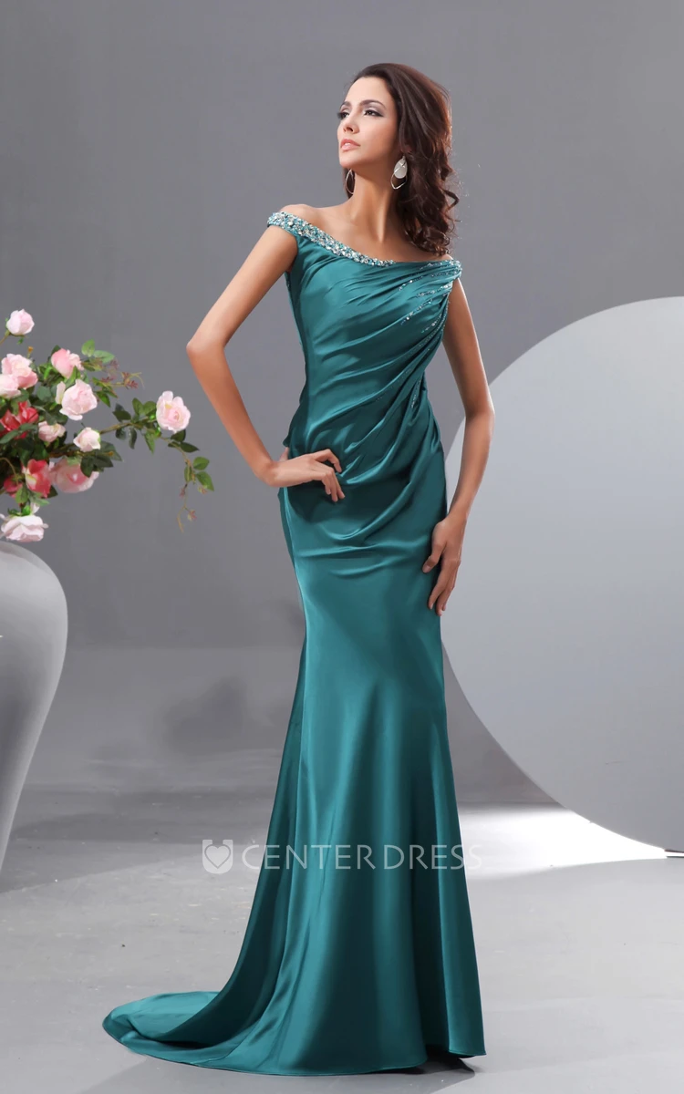 Sexy Satin Off-Shoulder Mermaid Mother of the Bride Gown With Sequins
