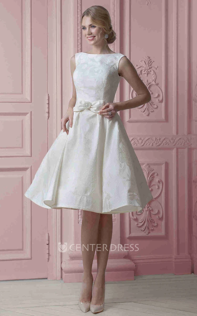 Midi Sweetheart Floral Satin Wedding Dress With Ribbon And Lace Up