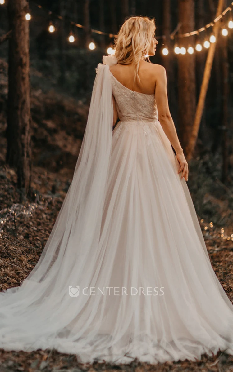 Modern O-Neck Lace Sleeveless Wedding Dresses Boho A-Line Tulle Sweep Train  Gown 