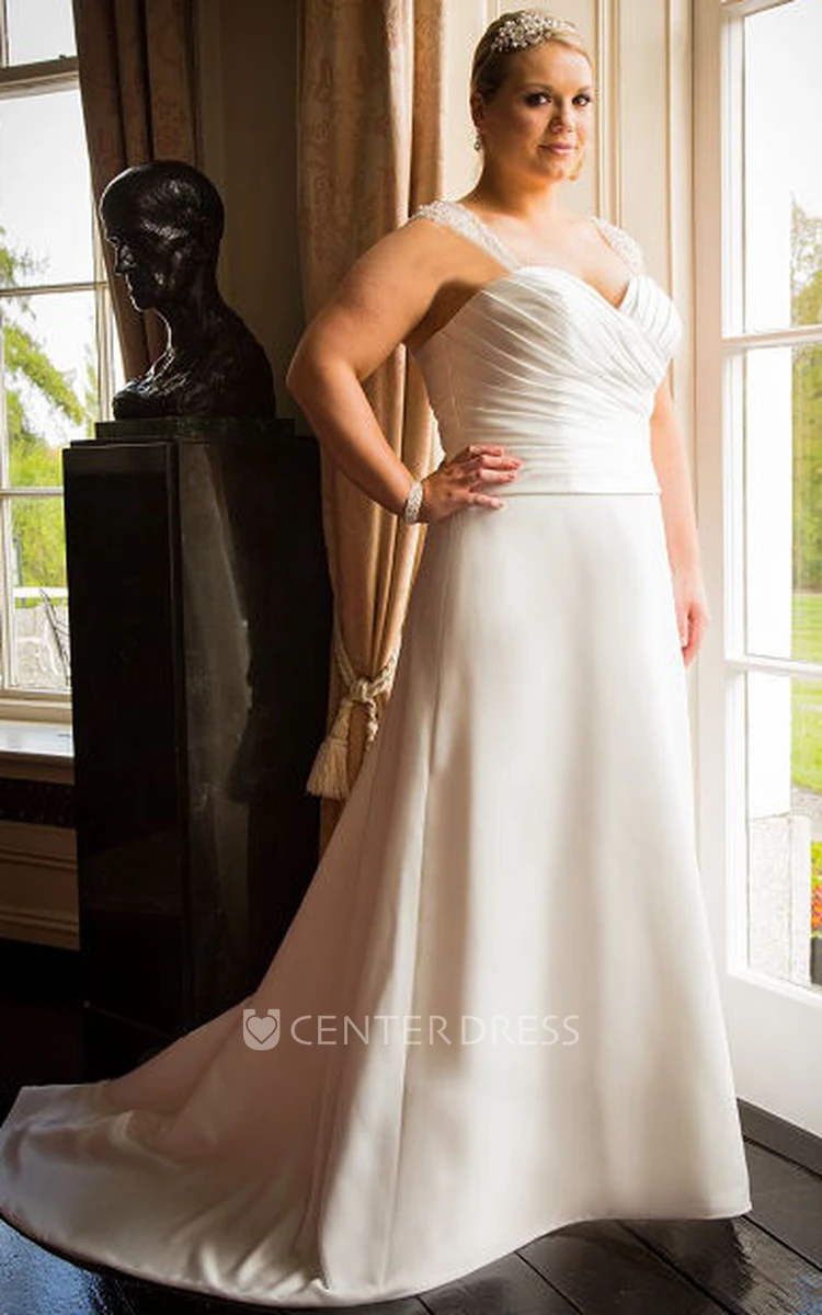 Illusion Straps Sweetheart A-Line Bridal Gown With Train