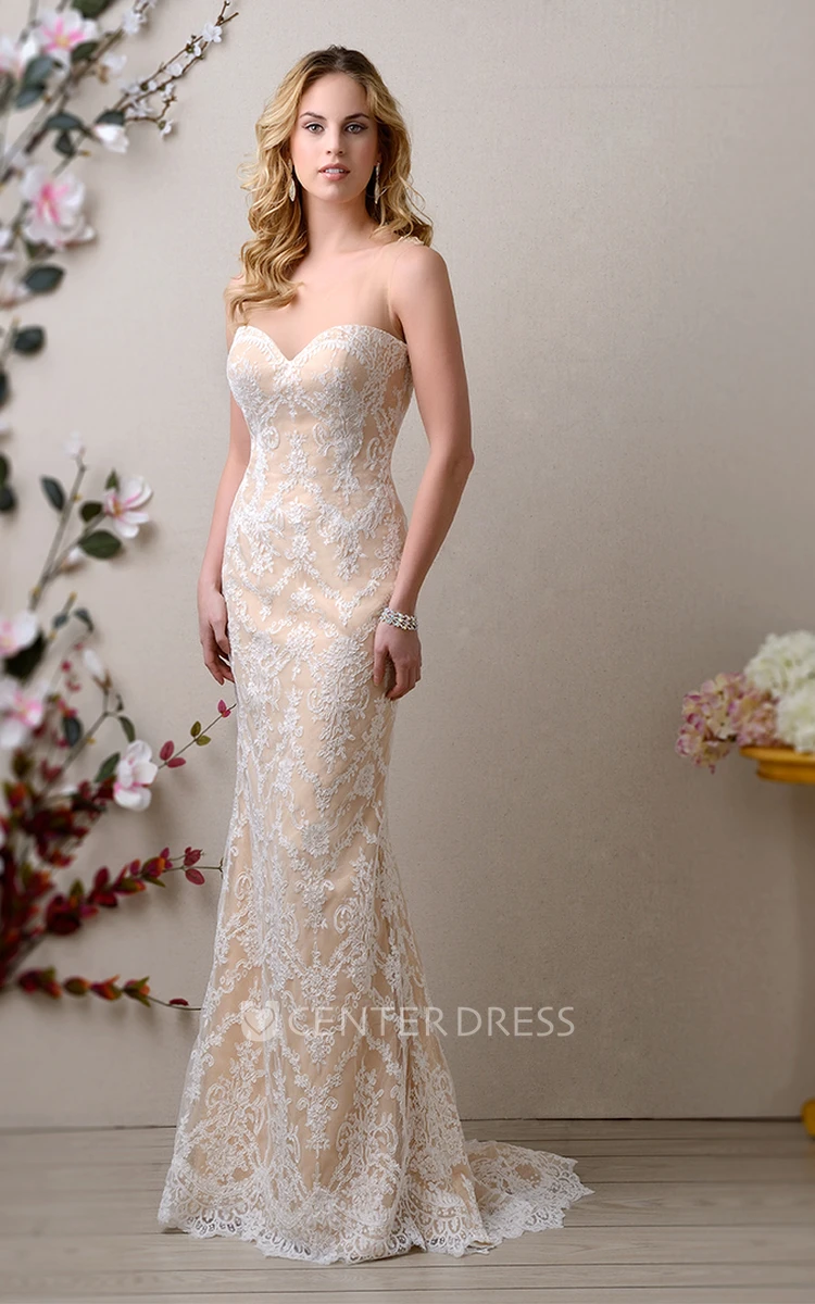 Elegant Lace Sweetheart Fit And Flare Bridal Gown