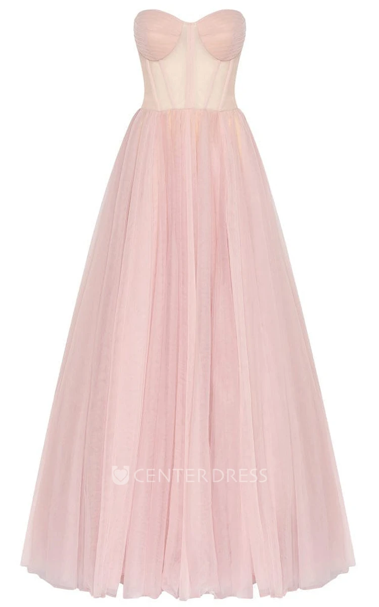 Sexy A-Line Sweetheart Tulle Prom Dress With Corset Back