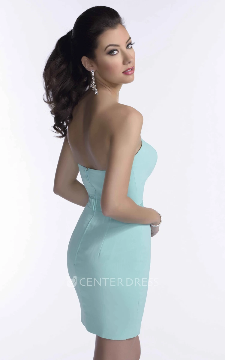 Form-Fitted Mini Satin Bridesmaid Dress With Crystal Embellished Waist