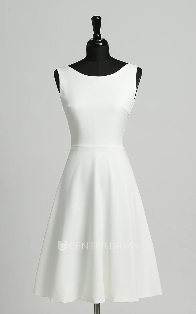 Satin A Line Scoop Elegant Sleeveless Short Mini Open Back Dress