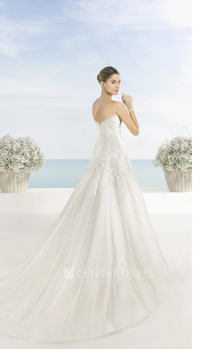 A-Line Sweetheart Tulle Wedding Dress