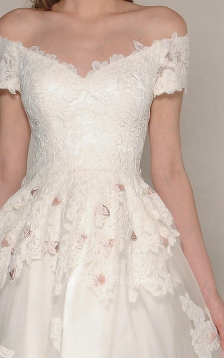A-Line Off-The-Shoulder Lace Wedding Dress