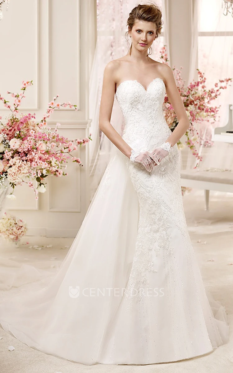 Sweetheart Lace Wedding Dress with Sheath Style and Low-V Back