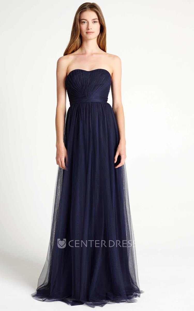 Strapless Ruched Tulle Bridesmaid Dress