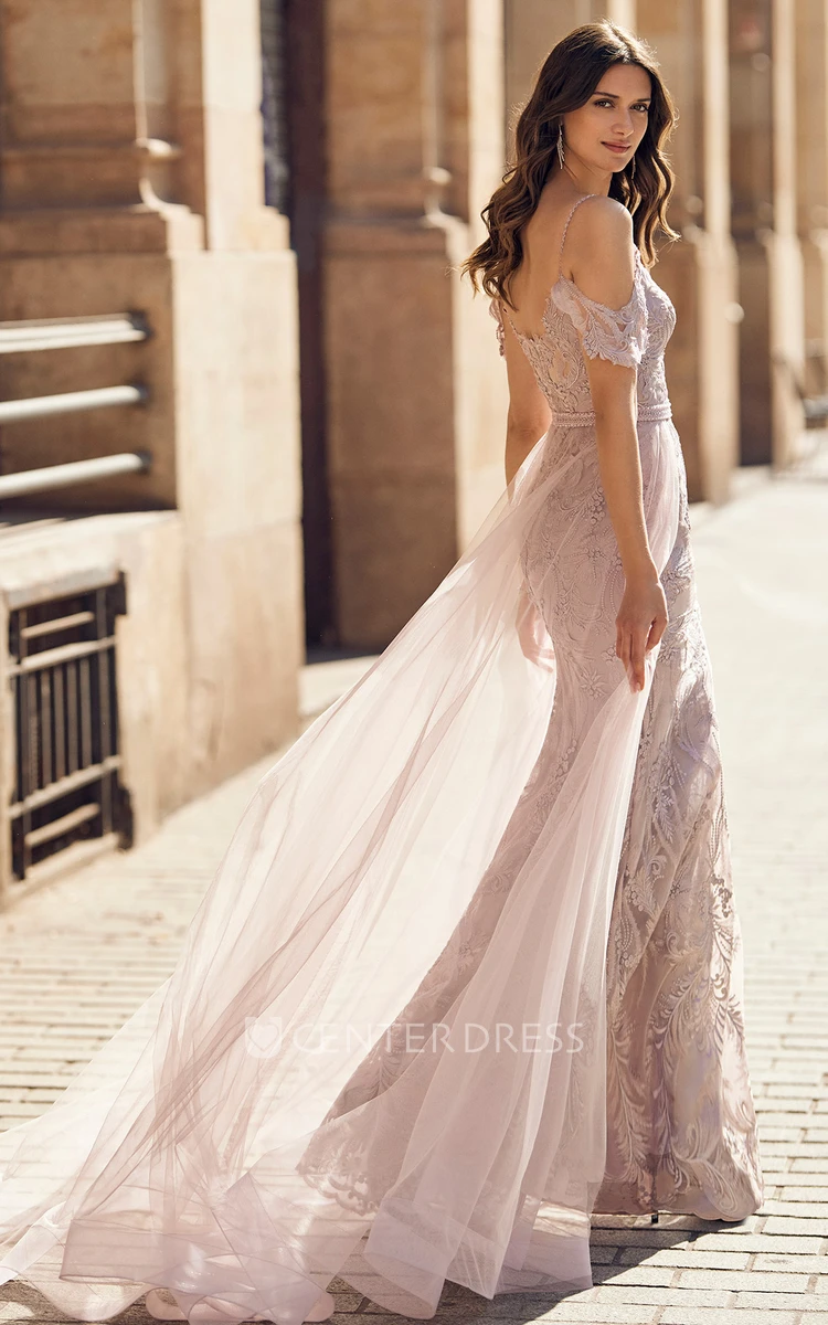 Lace Mermaid Spaghetti Floor-length Evening Dress Chic Bridesmaid Dress
