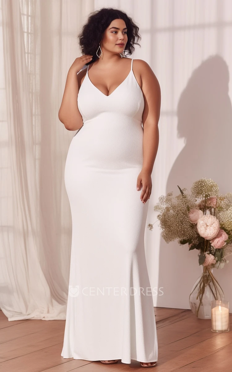 Plus Size Mermaid Wedding Dress Chiffon Sleeveless Spaghetti Sexy Ethereal Modern 2024