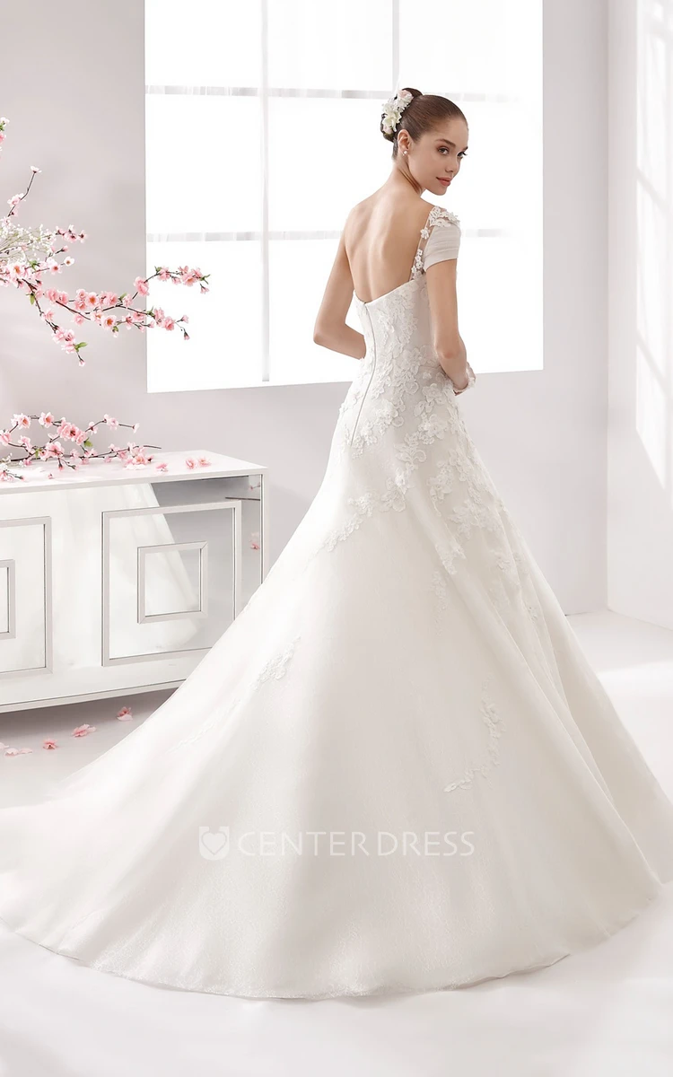 Sweetheart A-Line Wedding Gown With Lace Appliques and One Strap