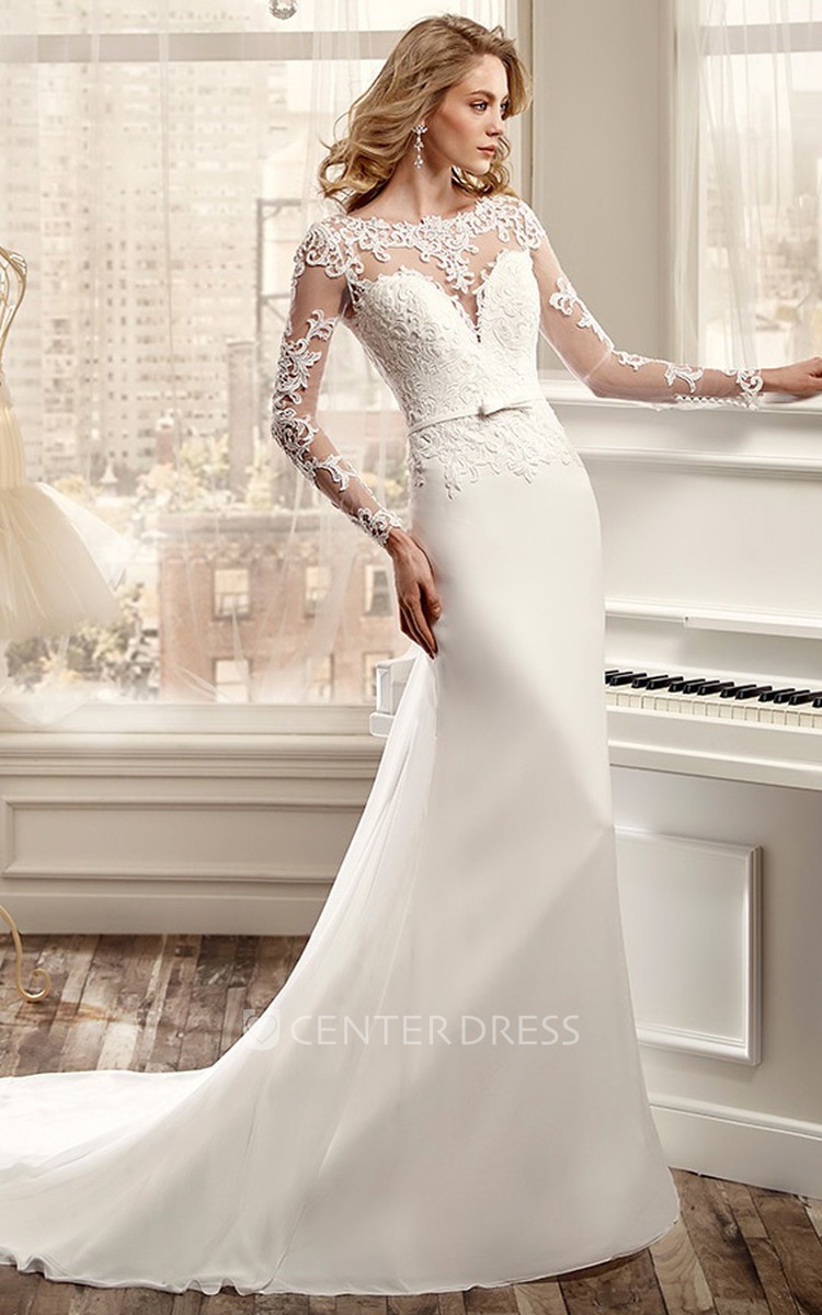 Sheath Wedding Dress with Train