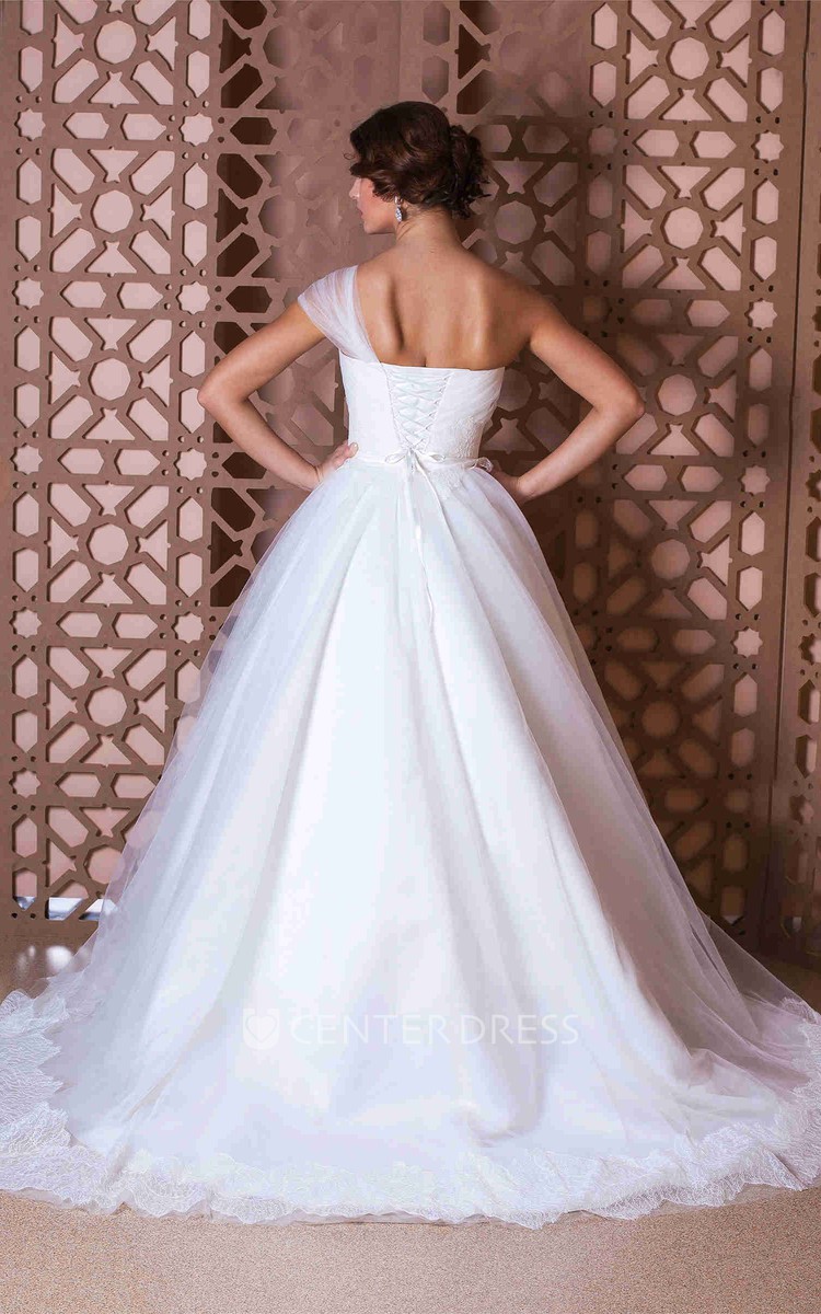 One Shoulder Backless Wedding Dress