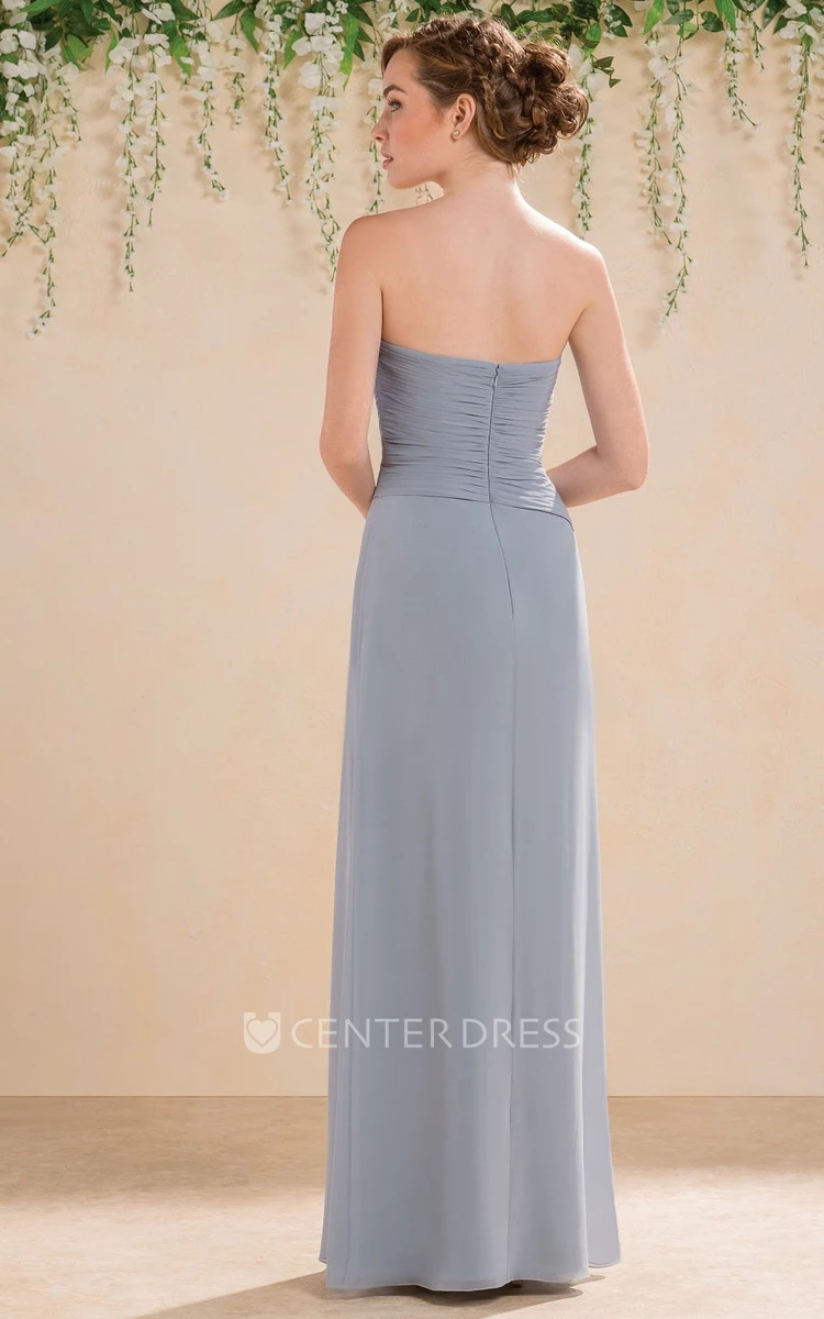 Sweetheart A-Line Floor-Length Gown With Crisscrossed Ruches