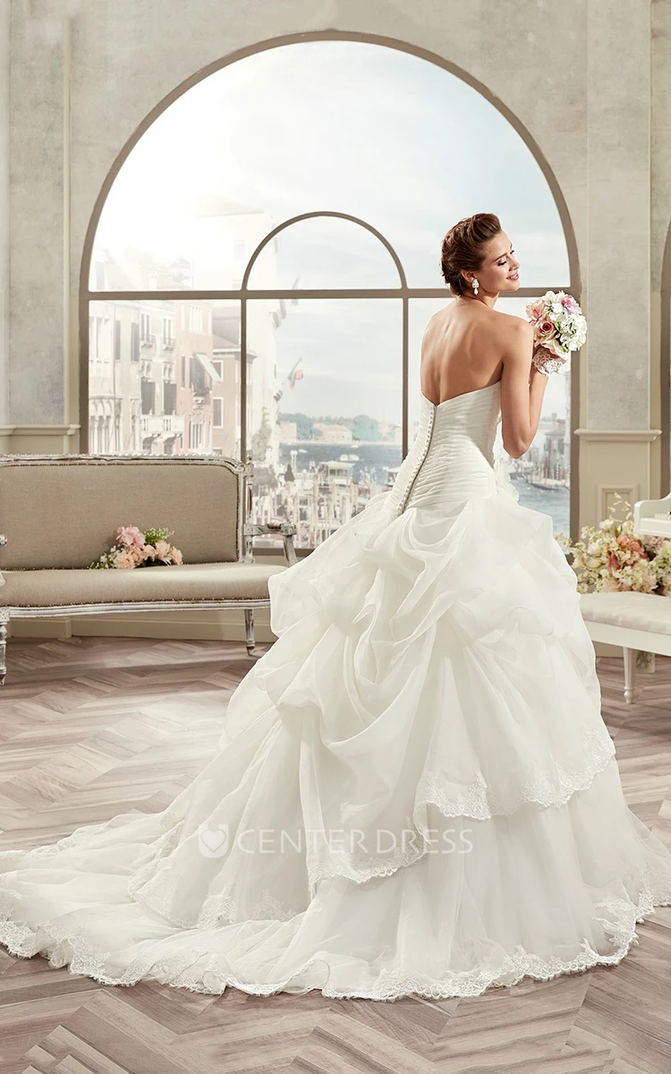 A-line Off-the-Shoulder Regular Straps Asymmetrical Wedding Dress With  Appliqued Ruffles