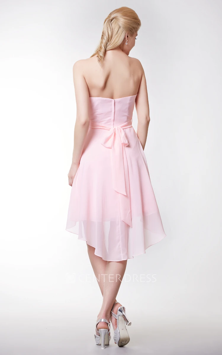 Crisscross Front Sweetheart Chiffon Dress With High Low Style