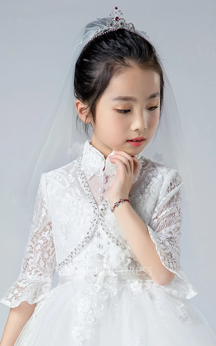 Korean Style Handmade Fingertip Veil with Leaf Trim - UCenter Dress
