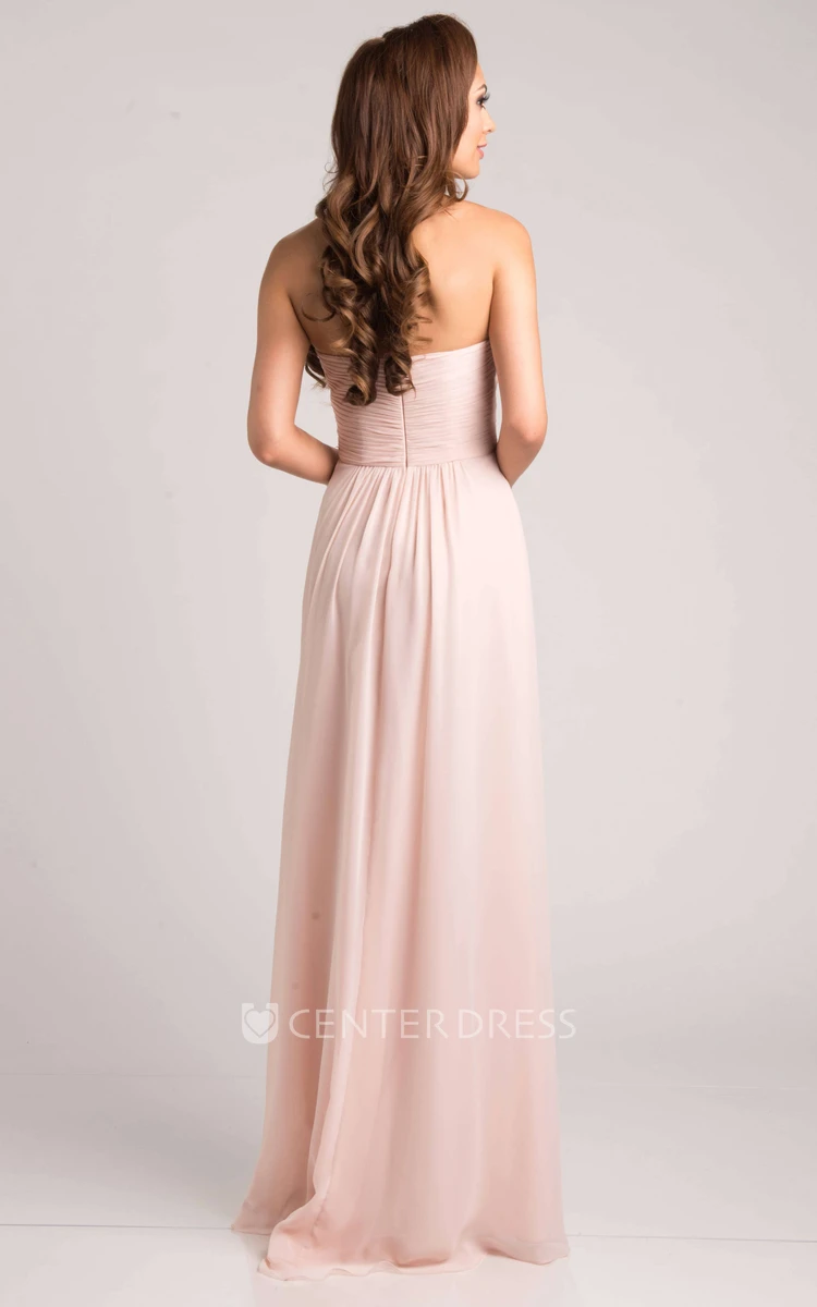 Ruched Bust Sweetheart Empire Chiffon Bridesmaid Dress With Pleats