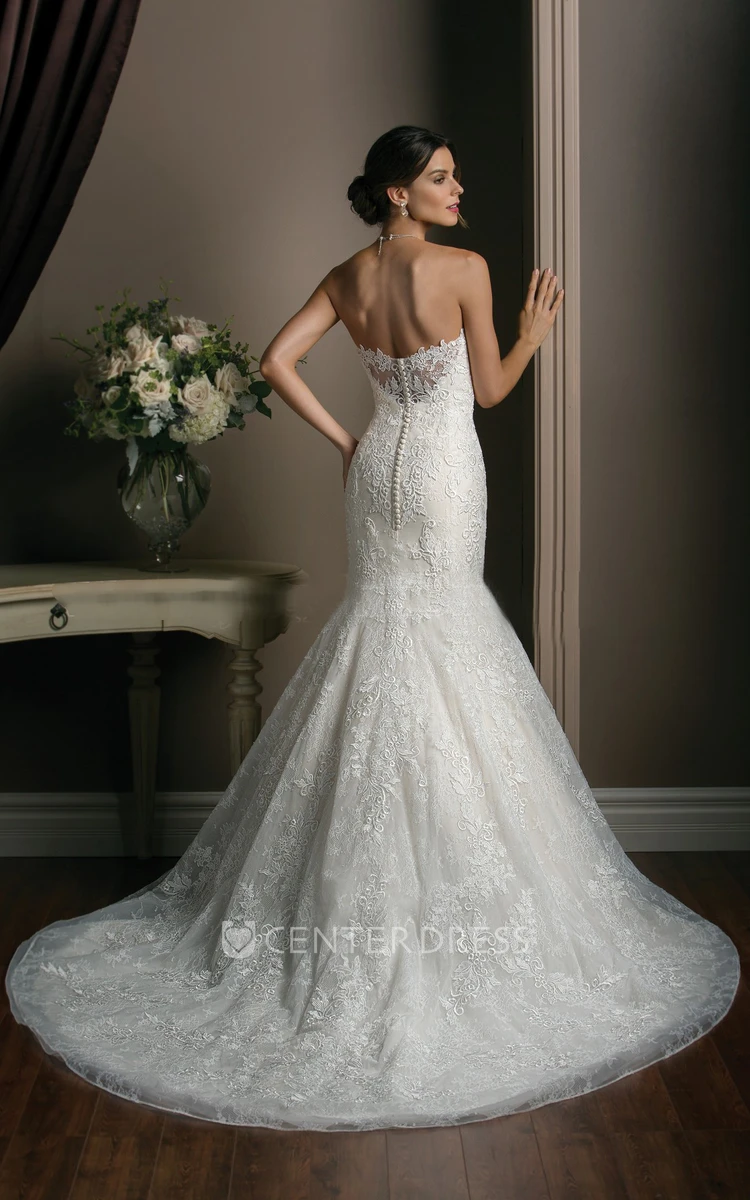 Strapless Trumpet Gown With Allover Lace Appliques