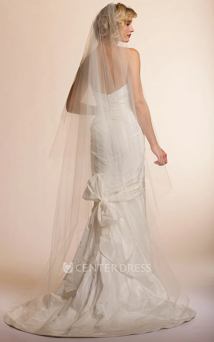 Trumpet Floor-Length Sweetheart Satin Wedding Dress With Criss Cross And Bow