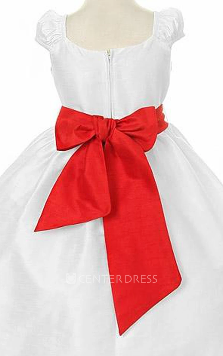 Floral Ankle-Length Tiered Bowed Flower Girl Dress With Split Front