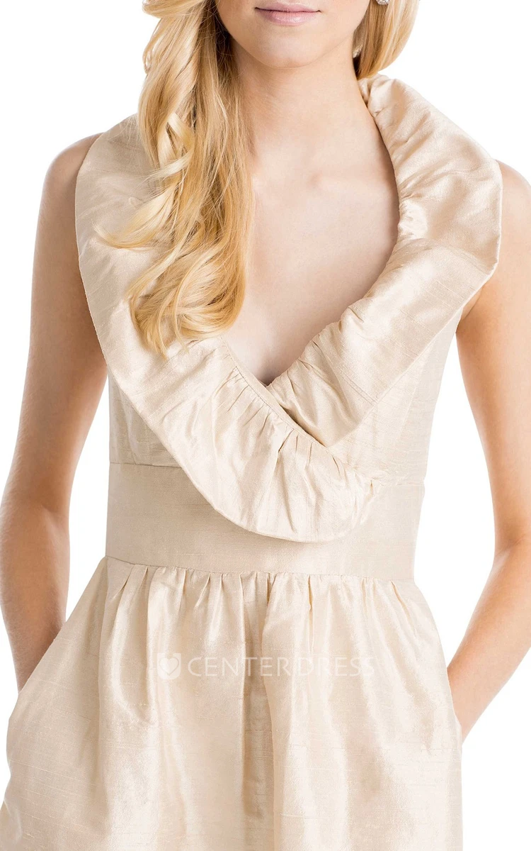 Short A-Line Sleeveless Cowl Neck Taffeta Muti-Color Convertible Bridesmaid Dress